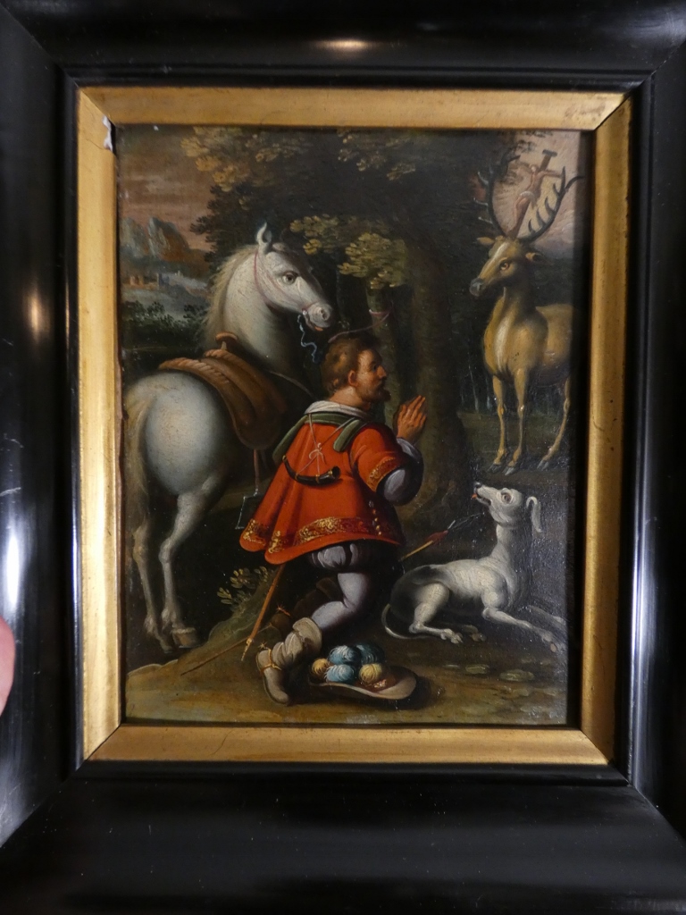 École Allemande Du XVIe Siècle – Saint Hubert Et La Vision Du Cerf – Huile Sur Cuivre – Image 12