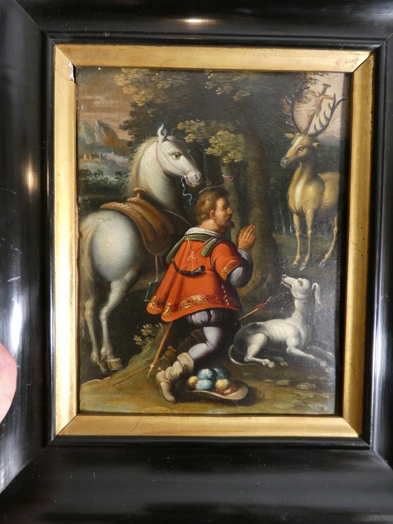 École Allemande Du XVIe Siècle – Saint Hubert Et La Vision Du Cerf – Huile Sur Cuivre – Image 6