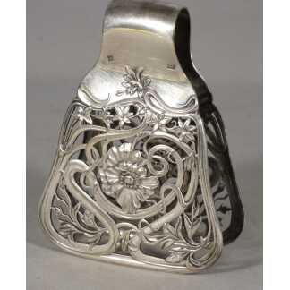 Pince à asperges Art Nouveau Cailard Bayard en métal argenté