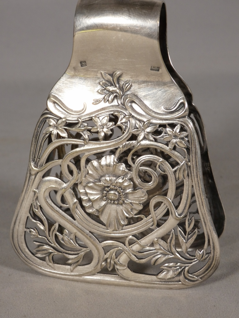 Pince à asperges Art Nouveau Cailard Bayard en métal argenté – Image 2