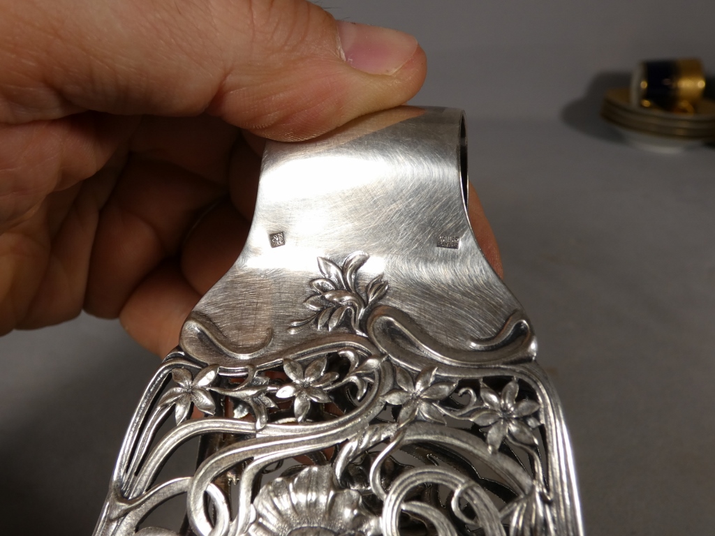 Pince à asperges Art Nouveau Cailard Bayard en métal argenté – Image 3