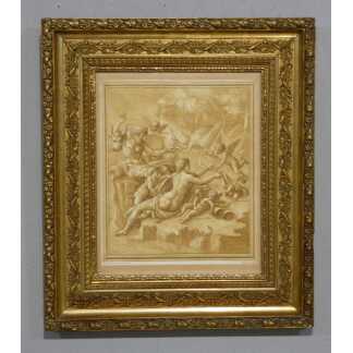 Jupiter et Europe, gravure XVIII ème d'après Giulo Romano gravé par Andréa Scacciati, 1766
