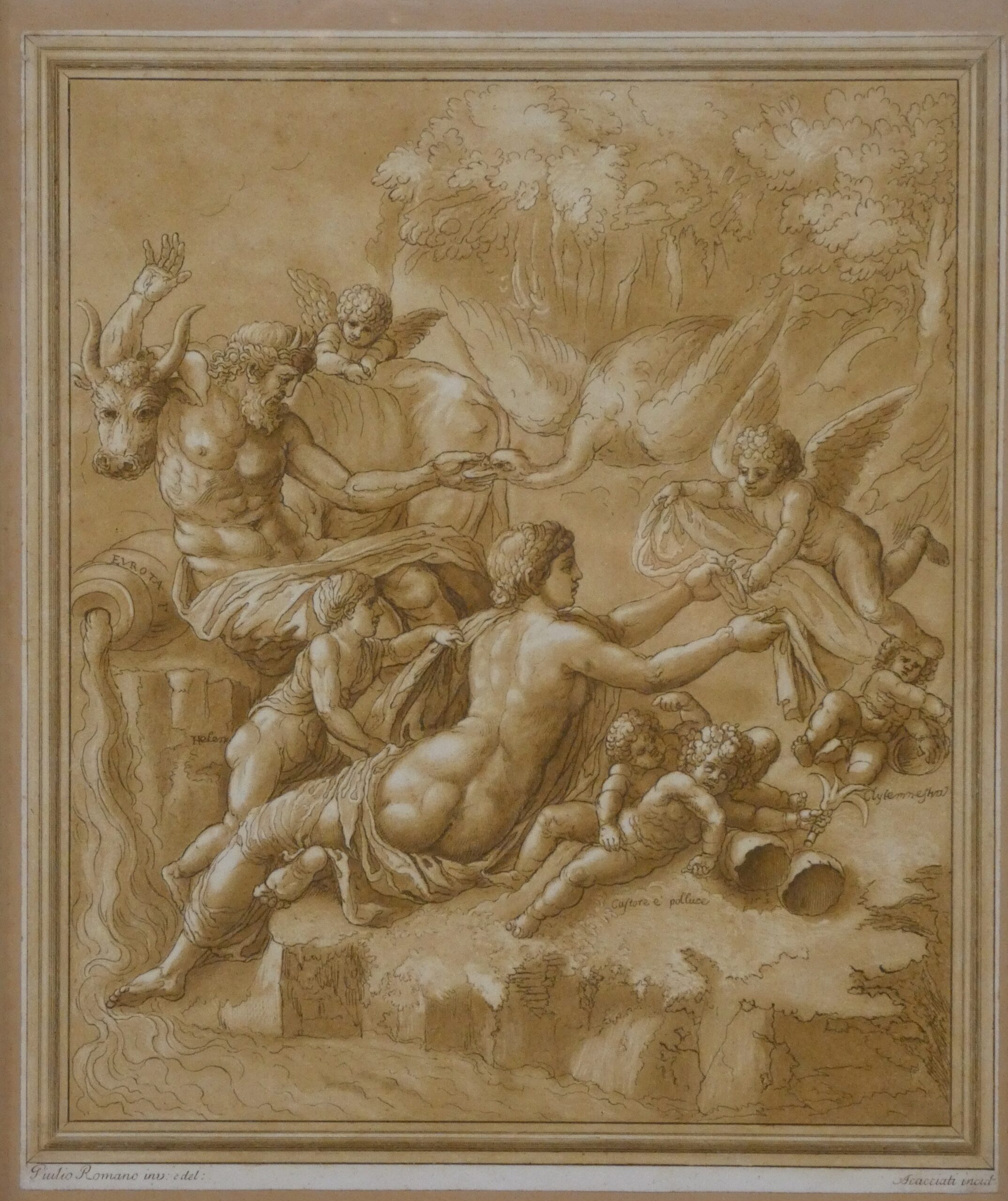 Jupiter et Europe, gravure XVIII ème d'après Giulo Romano gravé par Andréa Scacciati, 1766 – Image 2