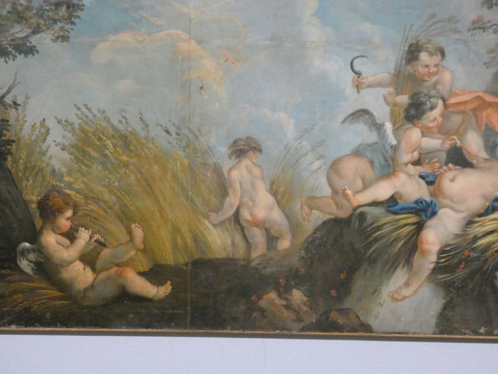 Les amours moissonneurs d'après Boucher, grand tableau huile sur toile, 1er d'une paire – Image 6