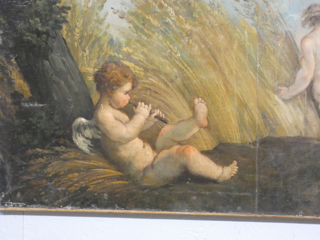 Les amours moissonneurs d'après Boucher, grand tableau huile sur toile, 1er d'une paire – Image 13