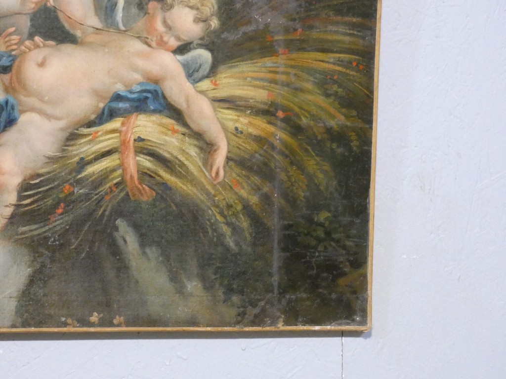 Les amours moissonneurs d'après Boucher, grand tableau huile sur toile, 1er d'une paire – Image 12