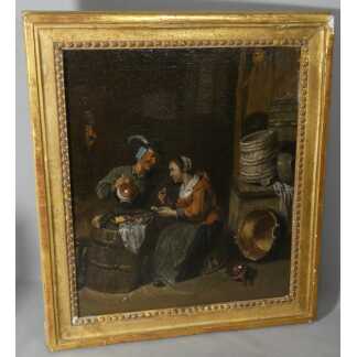Scène de cabaret – École du Nord du XVIIIᵉ siècle, dans le goût de David Teniers