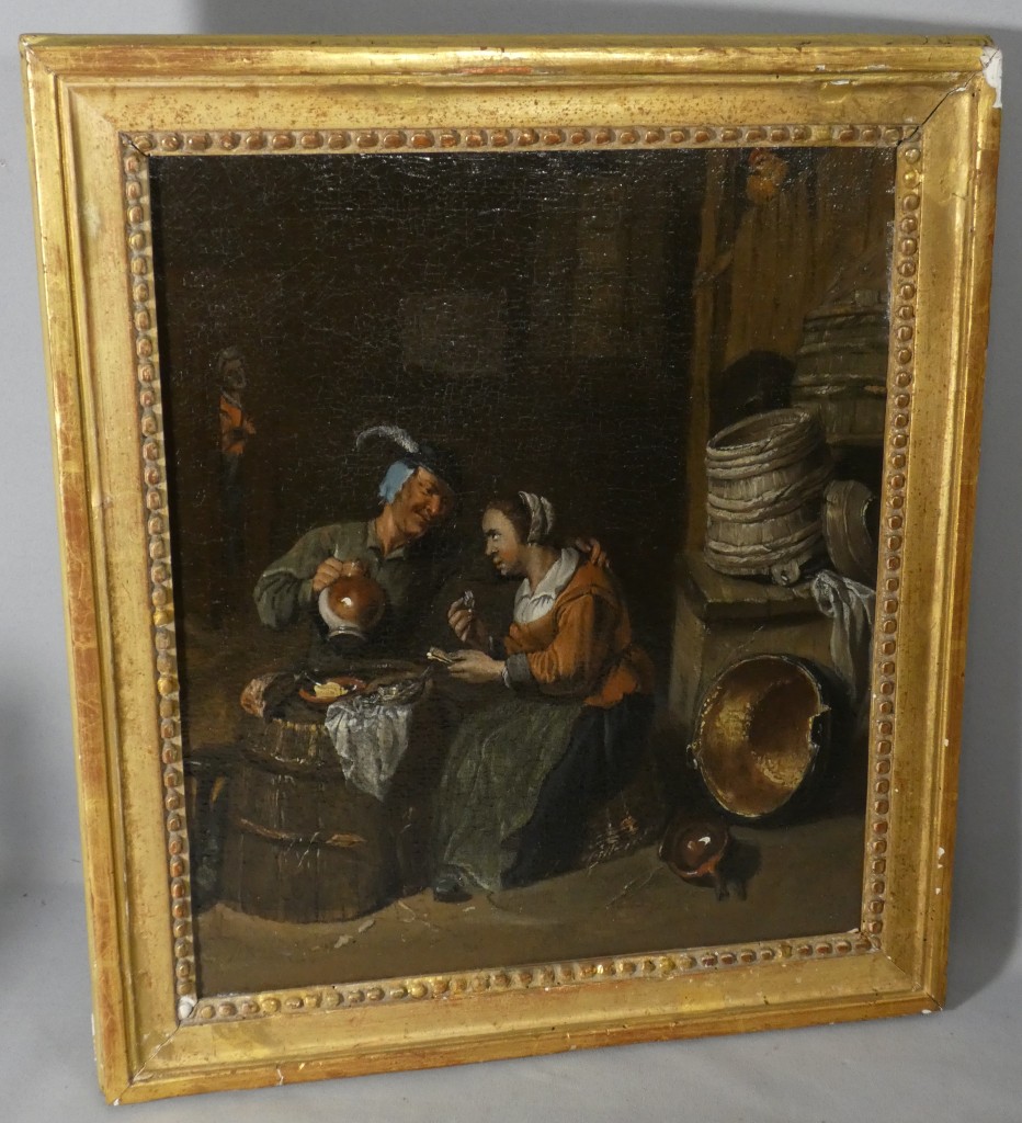 Scène de cabaret – École du Nord du XVIIIᵉ siècle, dans le goût de David Teniers