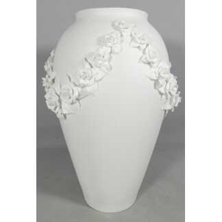 Vase aux roses en biscuit de porcelaine, Impérial Limoges