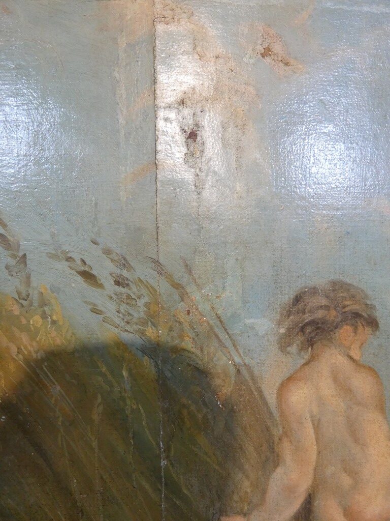 Les amours moissonneurs d'après Boucher, grand tableau huile sur toile, 1er d'une paire – Image 10