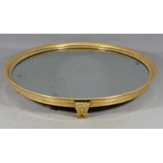 Grand plateau à miroir, centre de table d'époque Empire en bronze doré, XIX ème