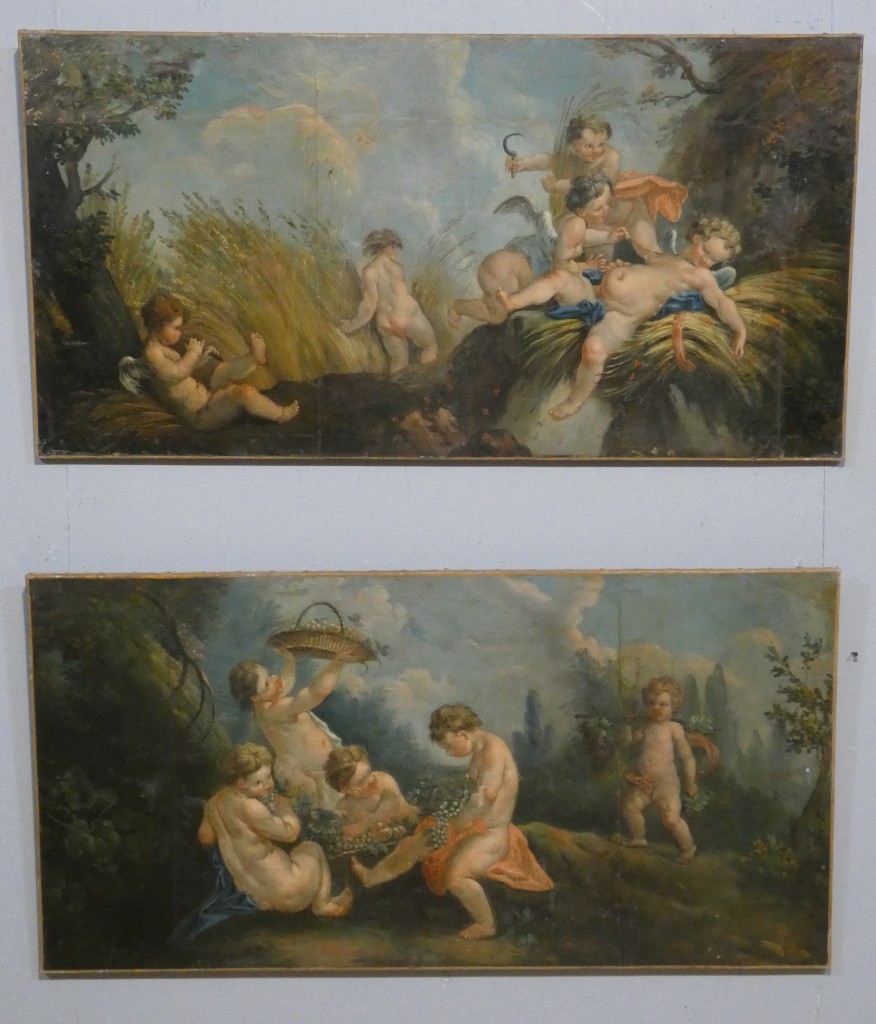 Les amours vendangeurs, d'après Boucher, grand tableau huile sur toile, 2e d'une paire – Image 13