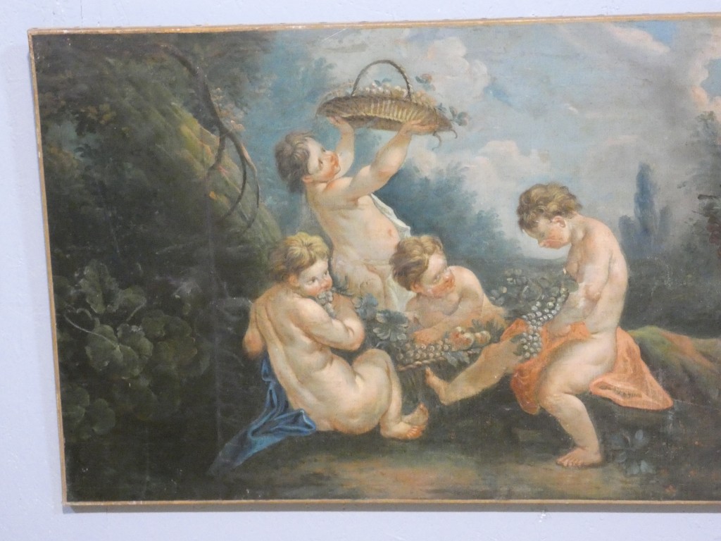 Les amours vendangeurs, d'après Boucher, grand tableau huile sur toile, 2e d'une paire – Image 2