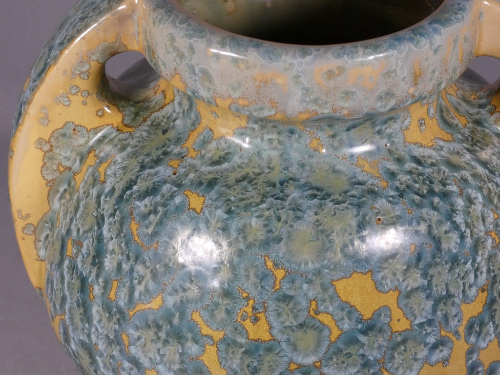 Pierrefonds, vase boule à anses en grès émaillé cristallisation métallisation, vers 1930 – Image 8