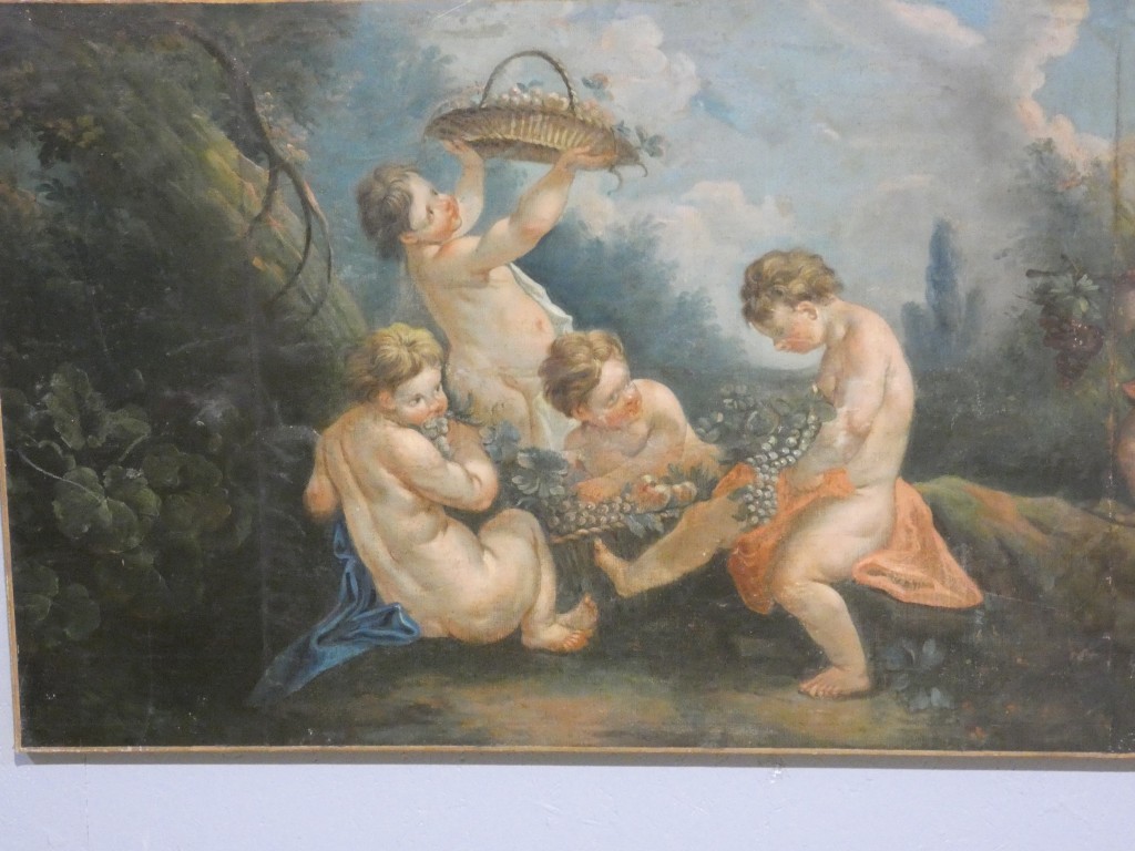 Les amours vendangeurs, d'après Boucher, grand tableau huile sur toile, 2e d'une paire – Image 4