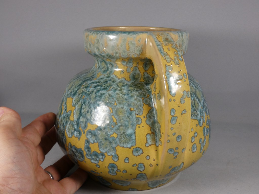Pierrefonds, vase boule à anses en grès émaillé cristallisation métallisation, vers 1930 – Image 6