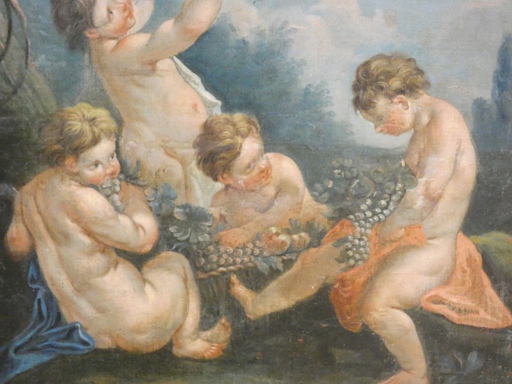 Les amours vendangeurs, d'après Boucher, grand tableau huile sur toile, 2e d'une paire – Image 3