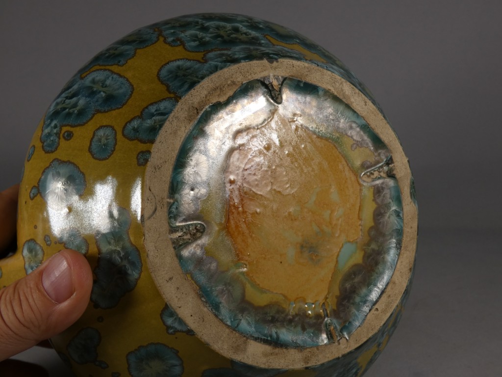 Pierrefonds, vase boule à anses en grès émaillé cristallisation métallisation, vers 1930 – Image 3