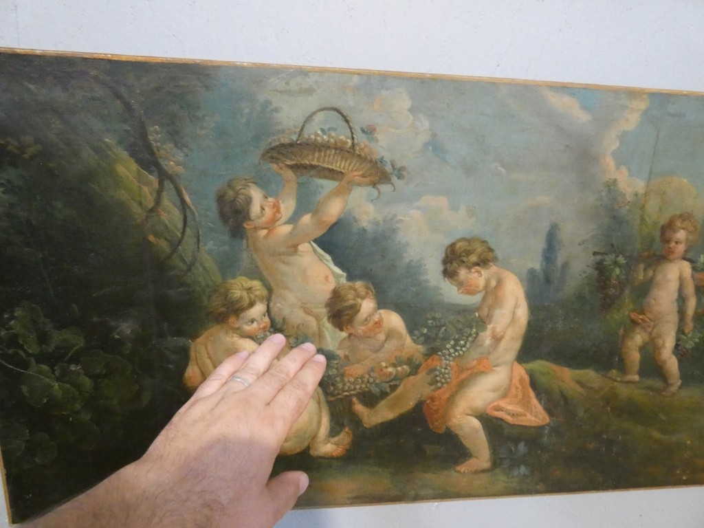 Les amours vendangeurs, d'après Boucher, grand tableau huile sur toile, 2e d'une paire – Image 7