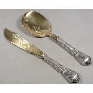 Couverts de service à glace ou gâteau en vermeil et argent massif, Napoléon III, XIX
