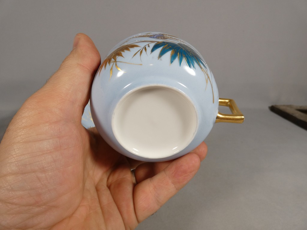 Martin pêcheur, tasse de collection en porcelaine de Limoges, époque XIX ème siècle – Image 9