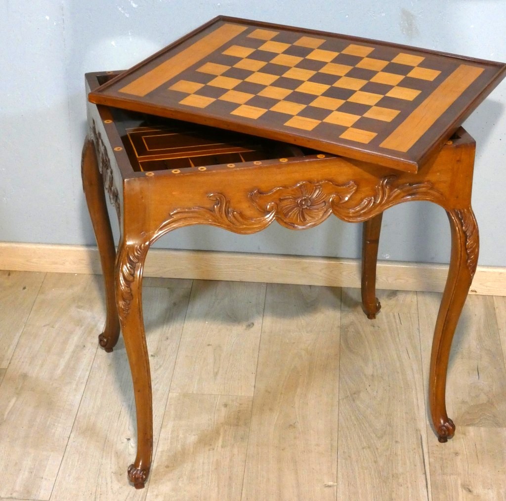 Table à jeux trictrac en acajou d’époque Louis XV – XVIIIᵉ siècle