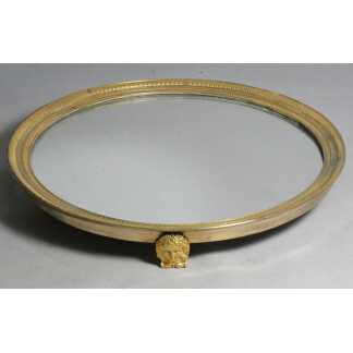 Plateau à miroir, centre de table d'époque Empire en bronze doré, XIX ème