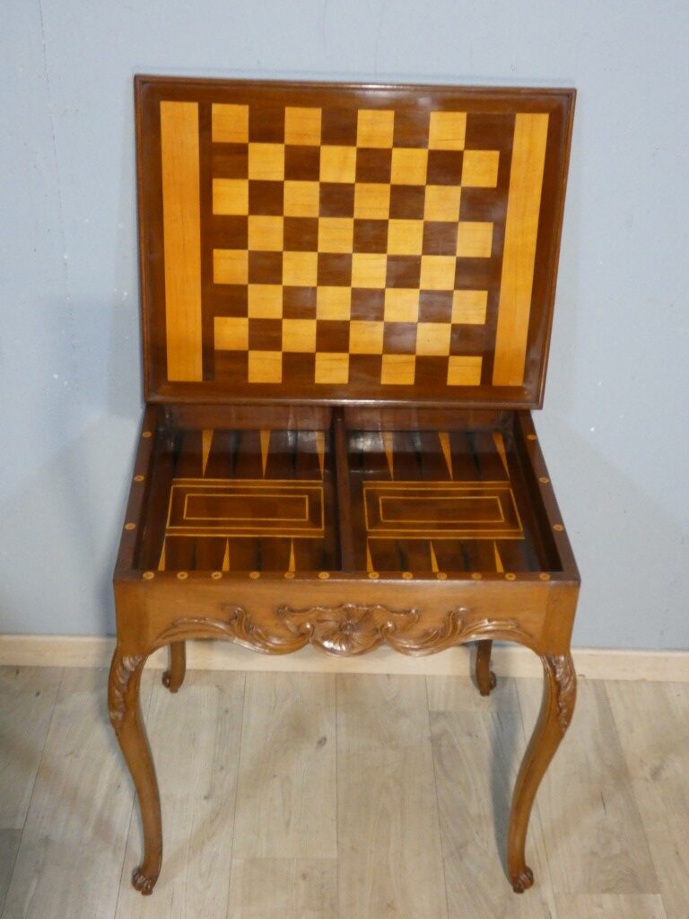 Table à jeux trictrac en acajou d’époque Louis XV – XVIIIᵉ siècle – Image 4