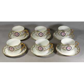 Haviland Louveciennes, Marie Antoinette, 6 tasses déjeuner en porcelaine de Limoges