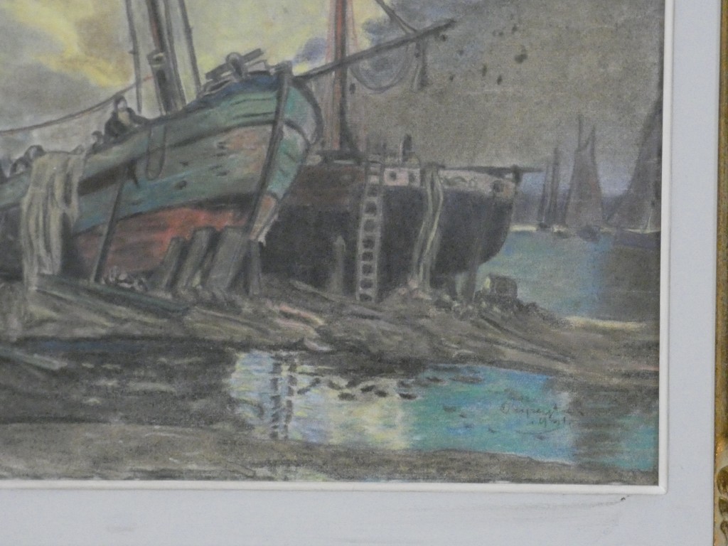Les bateaux à marée basse, dessin au pastel par Dupuytren, 1921 – Image 3