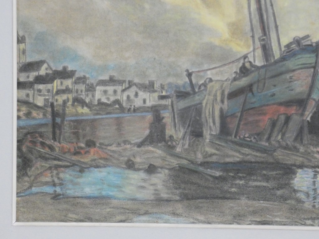 Les bateaux à marée basse, dessin au pastel par Dupuytren, 1921 – Image 4
