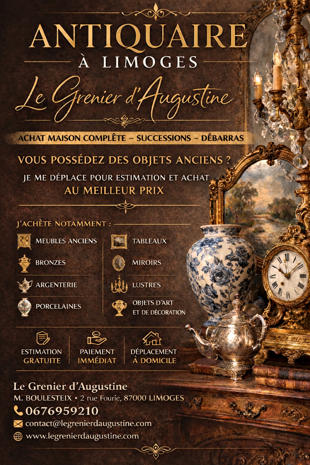 Estimation et achat d’antiquités à Limoges - Le Grenier d’Augustine