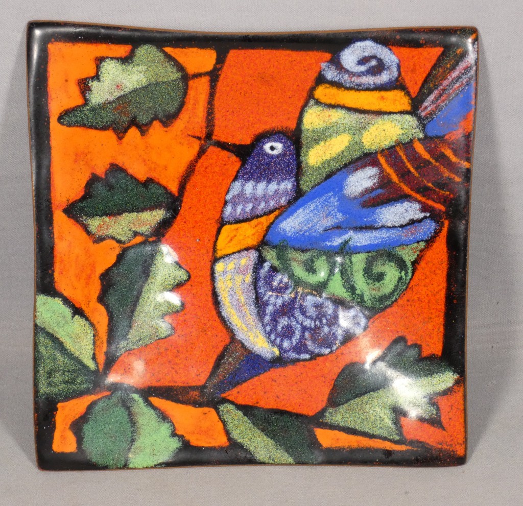 Plaque en émail de Limoges par Léa Sham’s – Oiseau stylisé – XXe siècle – Image 2