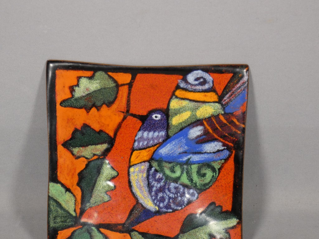 Plaque en émail de Limoges par Léa Sham’s – Oiseau stylisé – XXe siècle – Image 3