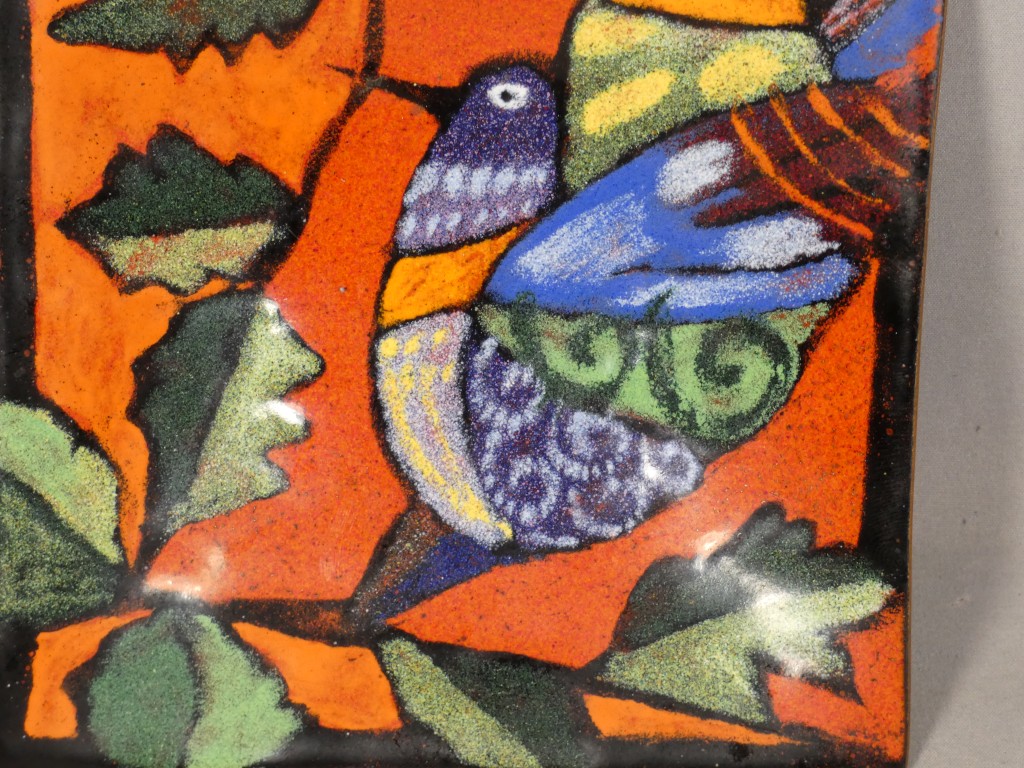 Plaque en émail de Limoges par Léa Sham’s – Oiseau stylisé – XXe siècle – Image 7