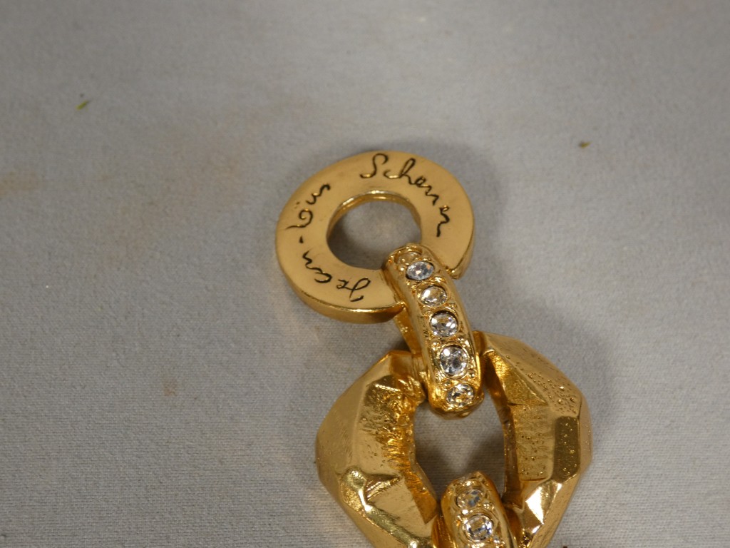 Collier Jean-Louis Scherrer Paris – Métal Doré, Strass Et Résine Couleur Ambre – Vers 1980 – Image 7