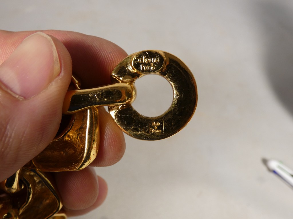 Collier Jean-Louis Scherrer Paris – Métal Doré, Strass Et Résine Couleur Ambre – Vers 1980 – Image 4