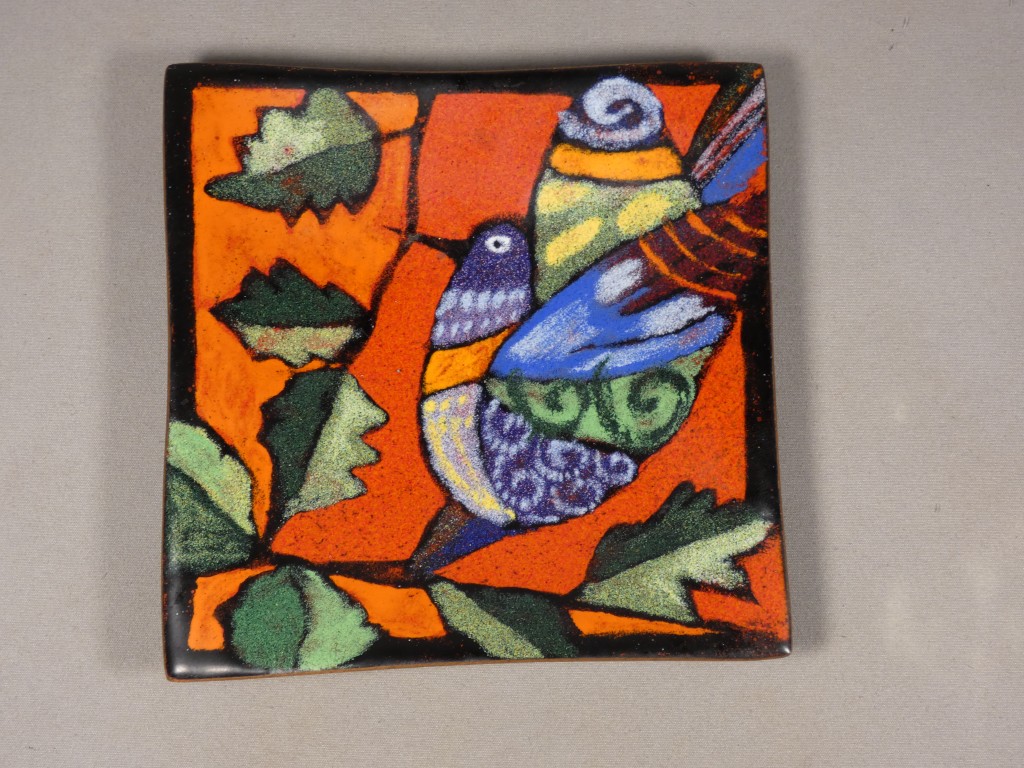 Plaque en émail de Limoges par Léa Sham’s – Oiseau stylisé – XXe siècle – Image 4