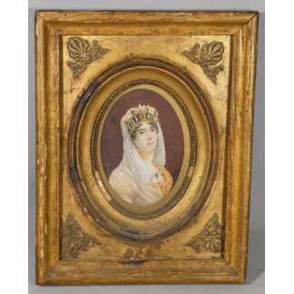 Miniature gouache signée Zéphirin Belliard – Portrait de l’impératrice Joséphine – XIXᵉ sièc