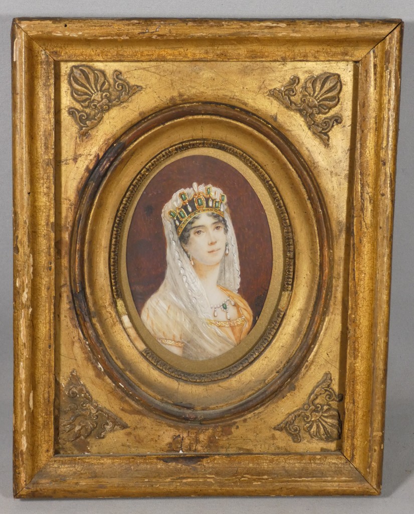 Miniature gouache signée Zéphirin Belliard – Portrait de l’impératrice Joséphine – XIXᵉ sièc