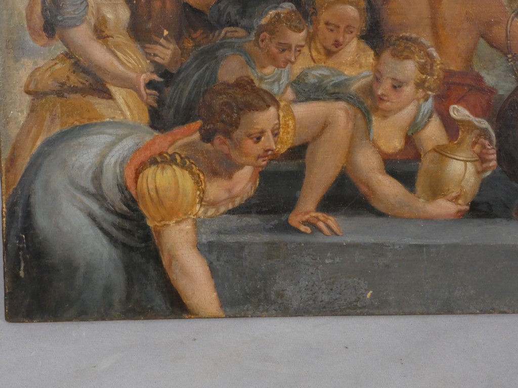 Scène de personnages à la fontaine – École maniériste, XVIIe siècle – Huile sur panneau – Image 7