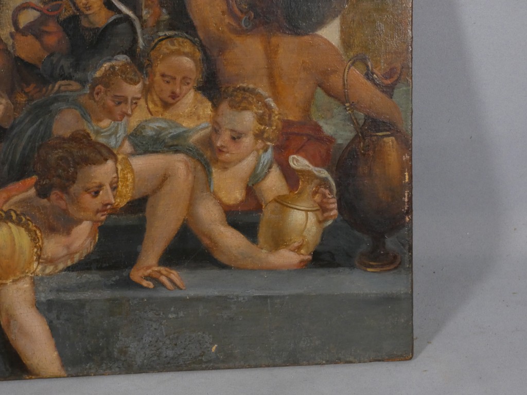 Scène de personnages à la fontaine – École maniériste, XVIIe siècle – Huile sur panneau – Image 6