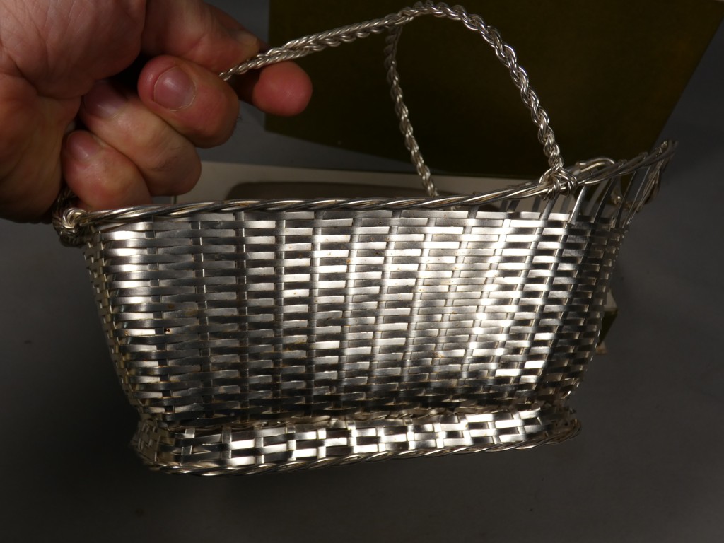 Christofle Gallia, porte bouteille en métal tressé et argenté, boîte d'origine – Image 6