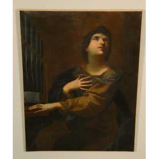 Sainte Cécile à l’orgue École italienne du XVIIIe siècle, tableau huile sur toile