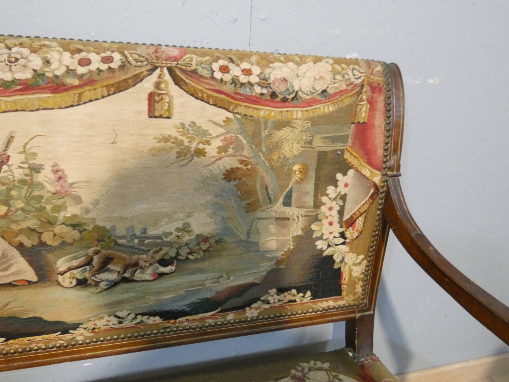 Salon d’époque Directoire en tapisserie XVIIIe siècle scènes pastorales et Fable de la Fontaine – Image 21