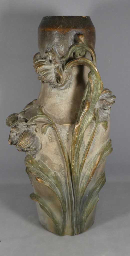 Grand vase Art nouveau aux iris signé C. Haböck – Autriche, vers 1900 – H. 54 cm – Image 6