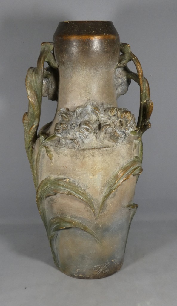 Grand vase Art nouveau aux iris signé C. Haböck – Autriche, vers 1900 – H. 54 cm – Image 4