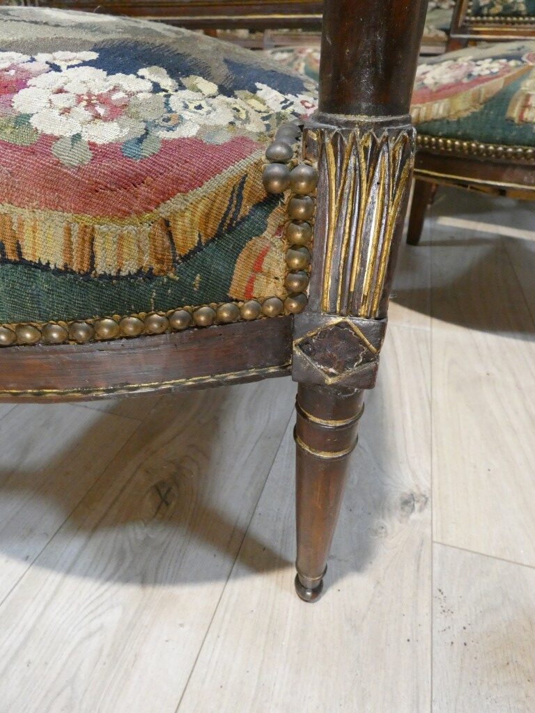 Salon d’époque Directoire en tapisserie XVIIIe siècle scènes pastorales et Fable de la Fontaine – Image 31