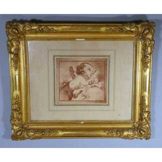 Gilles Demarteau d’après François Boucher – Amour ailé – Gravure en manière de crayon, XVIII è