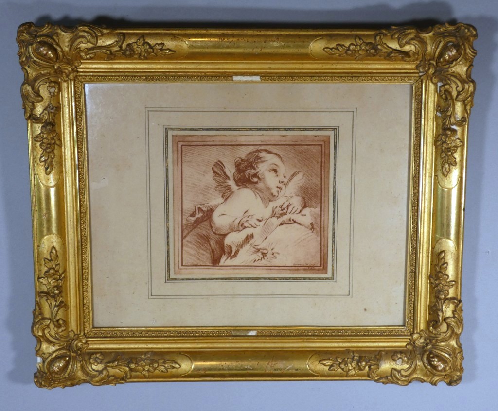 Gilles Demarteau d’après François Boucher – Amour ailé – Gravure en manière de crayon, XVIII è
